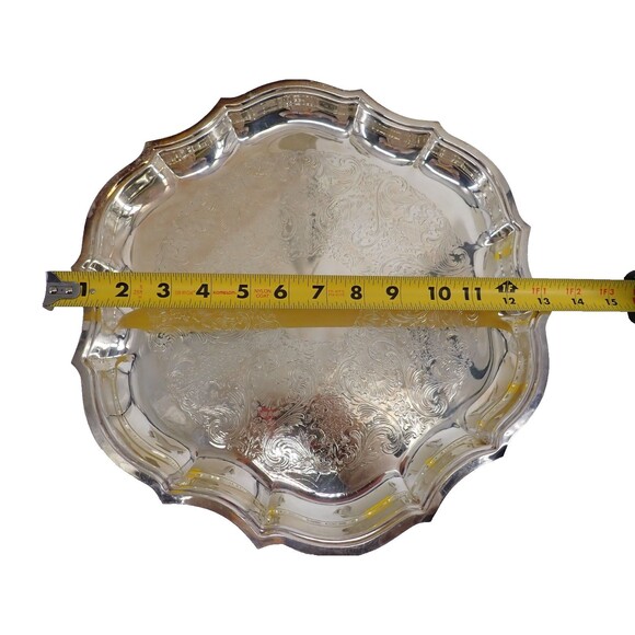 Vintage Chippendale International Silver Co Platter 6371C Waiter Serving Tray - Picture 8 of 9